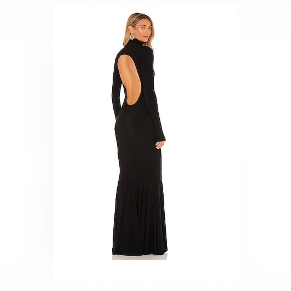 Norma Kamali Turtle Open Back Fishtail Gown